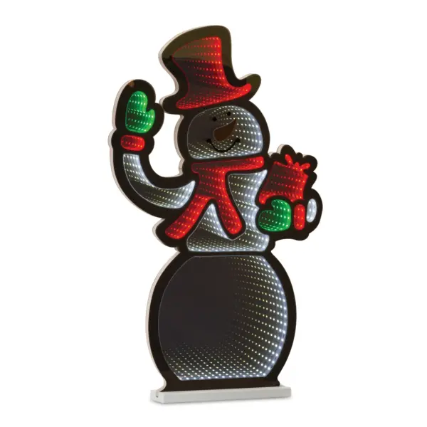 Snowman with Gift Infinity Light Decoration 20 x 29"
