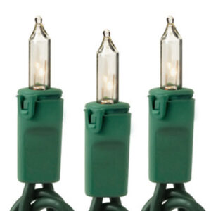 100 Light Dry Clear w/Green Cord  170ma 5″ Spacing w/End Connect